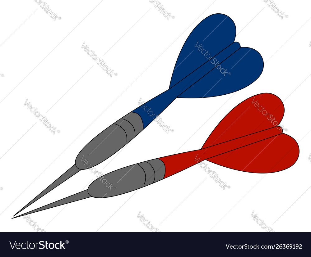 Blue and red javelin on white background
