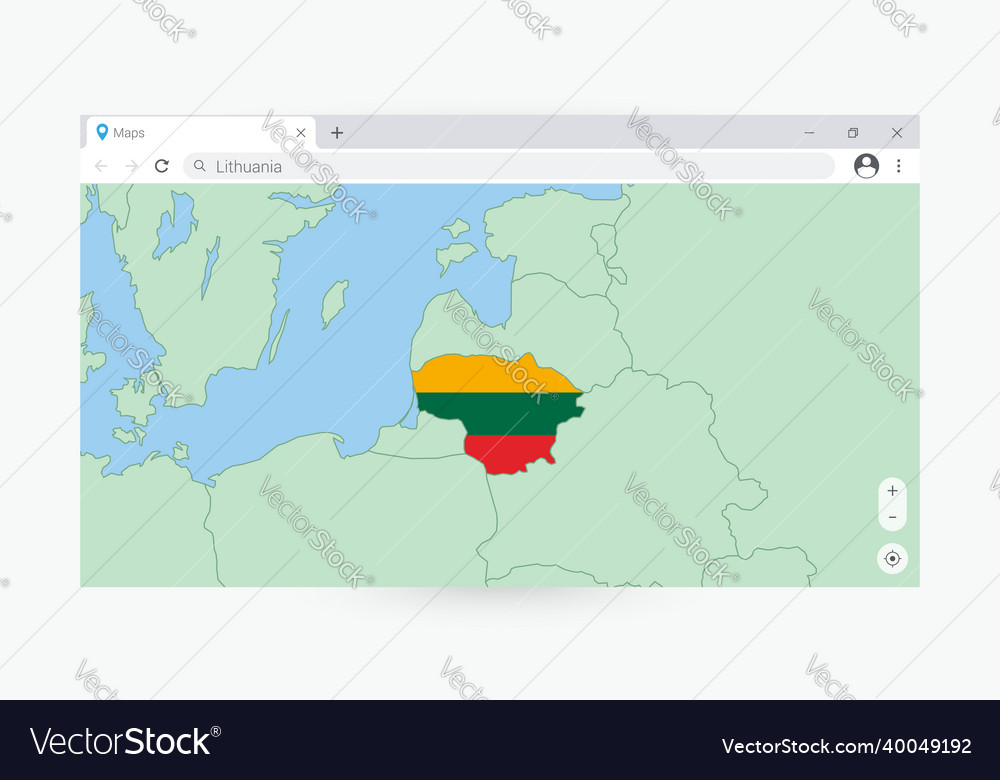 Browser-Fenster mit Karte von Lithuania suchen