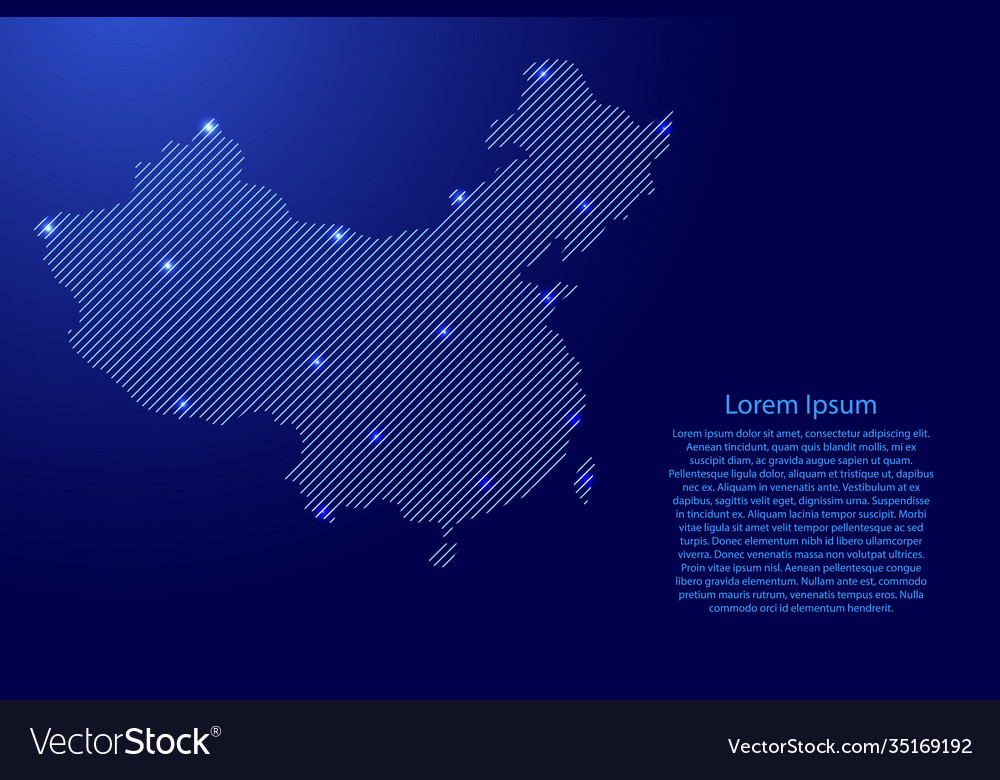 China map from blue pattern slanted parallel