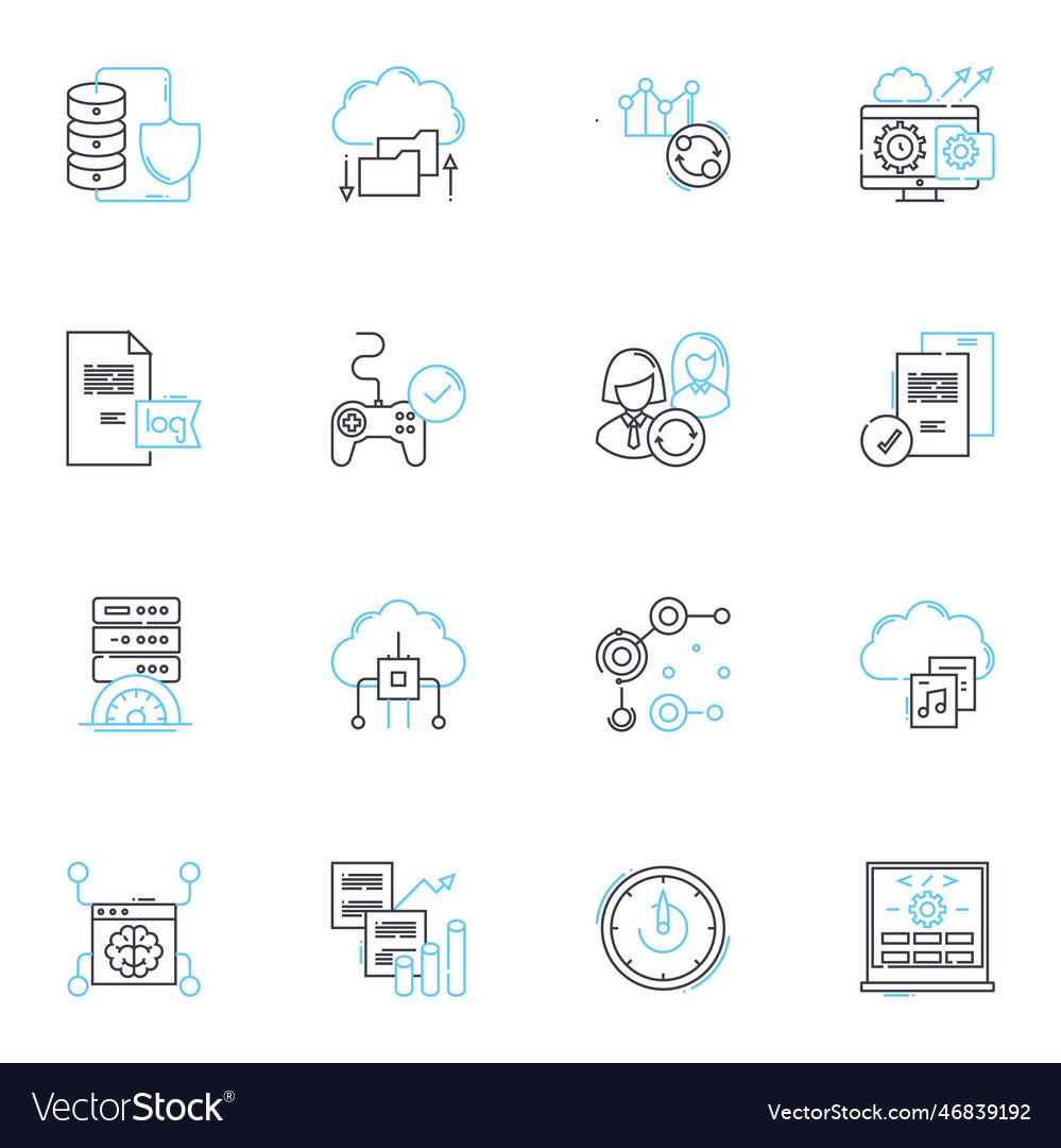 Computer lineare Icons setzen Software Hardware vector image Computer lineare Icons setzen Software Hardware