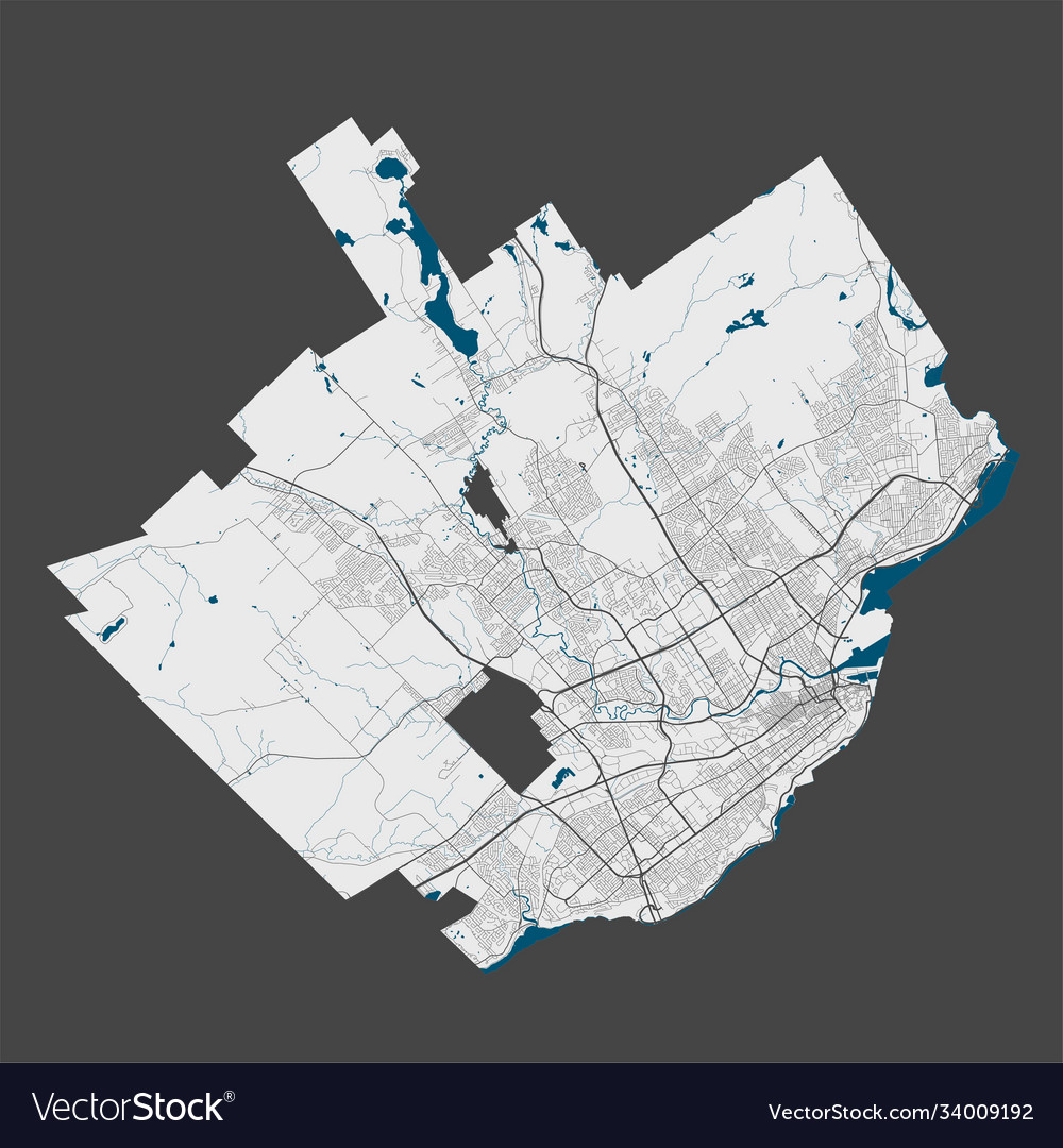 Detailed map quebec city cityscape royalty Vector Image