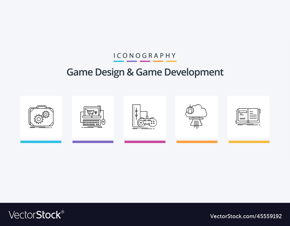 Game design and development line 5 icon pack