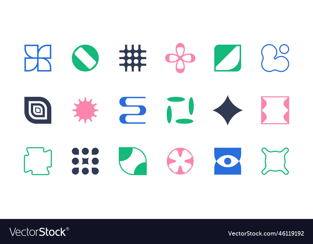 Geometric brutalist shapes basic minimal forms vector image Geometric brutalist shapes basic minimal forms