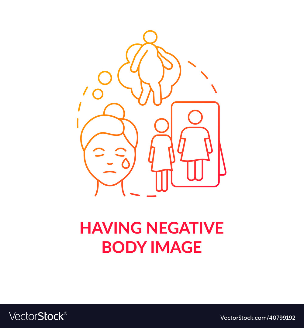 Having negative body image red gradient concept vector image Having negative body image red gradient concept