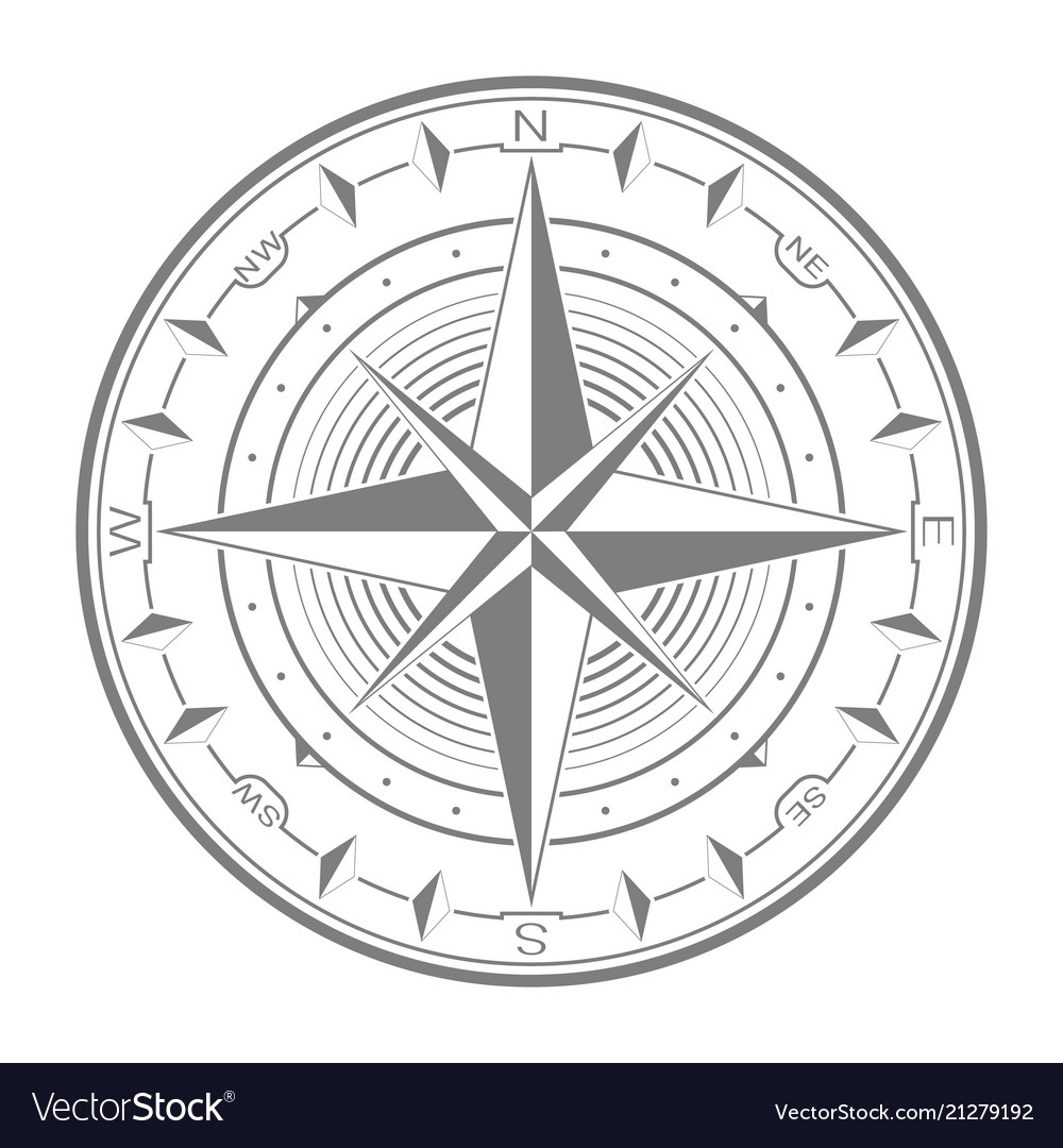 Icon with compass rose Royalty Free Vector Image