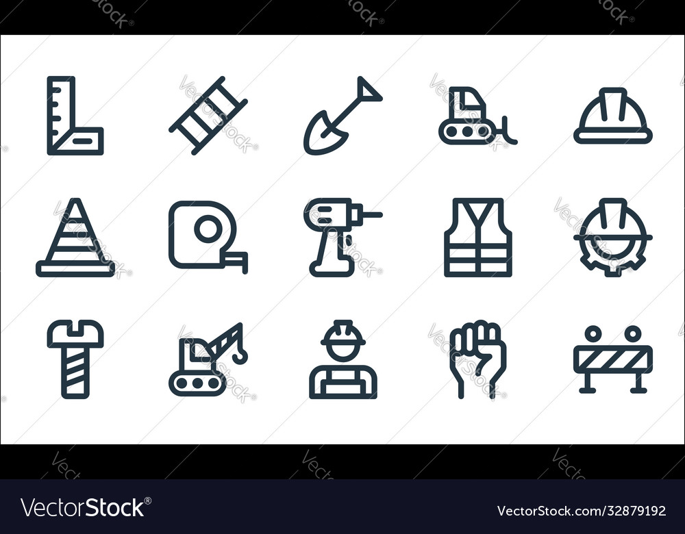 Labour day line icons linear set quality vector image Labour day line icons linear set quality