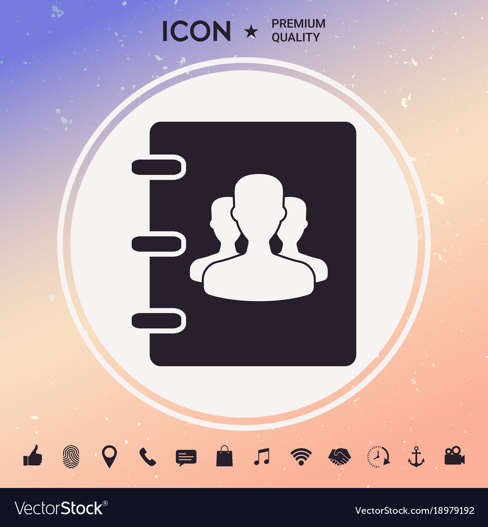 Notebook address phone book icon with symbol