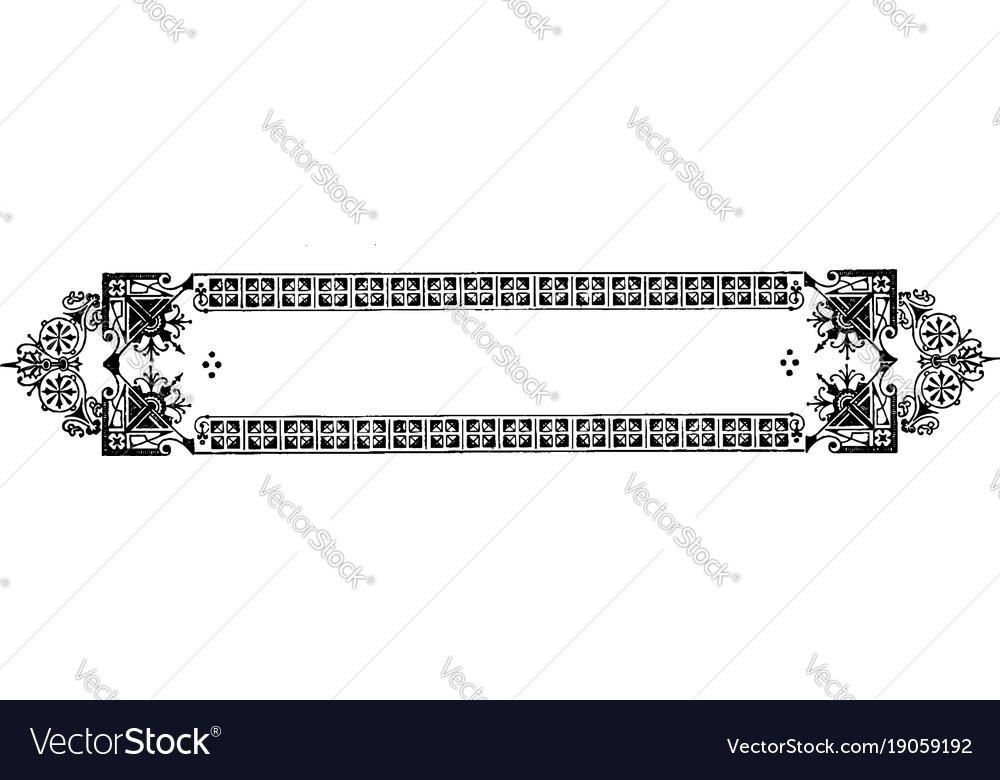 Ornate banner have squared design in this border