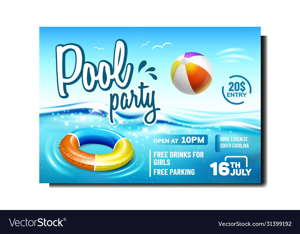 Pool party creative promo brochure banner