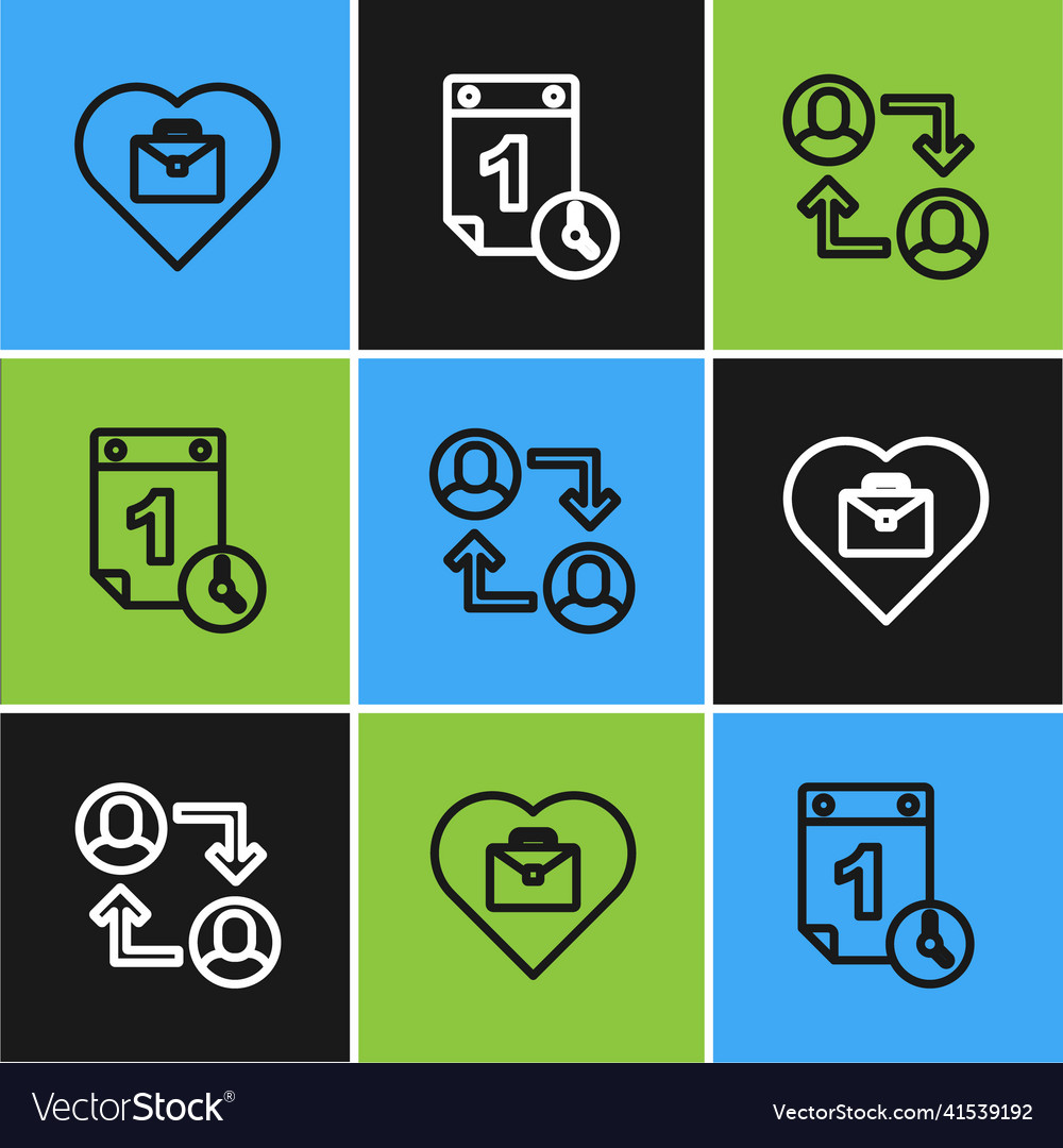 Set line heart with text work project team base