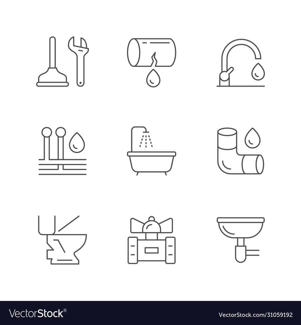 Set line icons plumbing vector image Set line icons plumbing