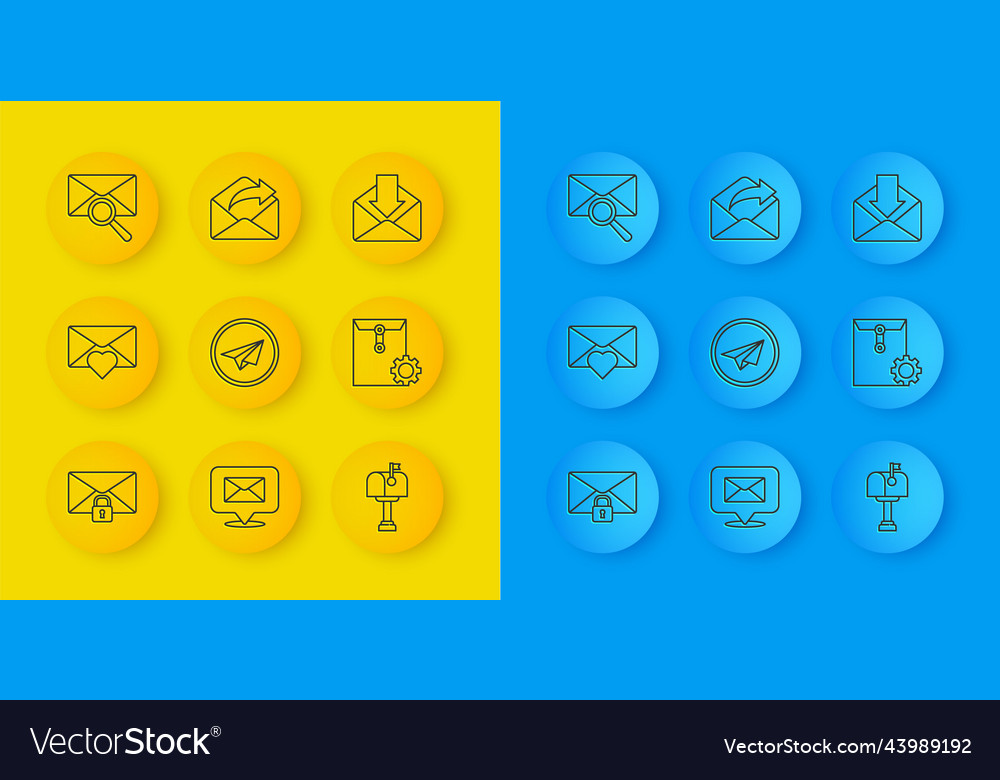 Set line mail message lock password envelope vector image Set line mail message lock password envelope