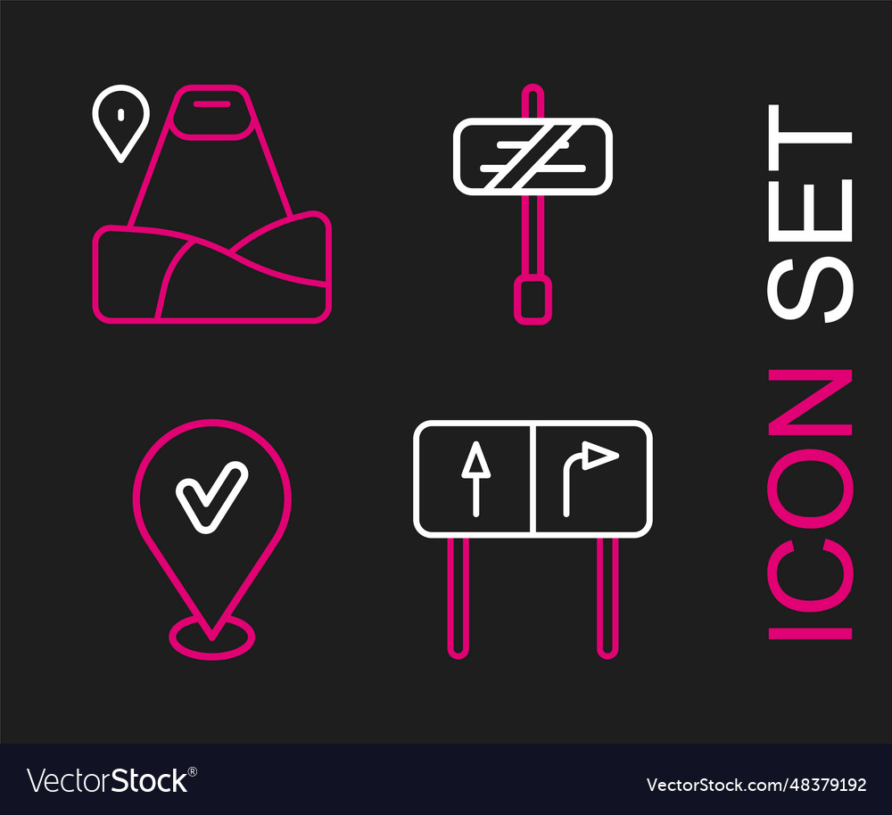Set line road traffic sign location with check vector image Set line road traffic sign location with check