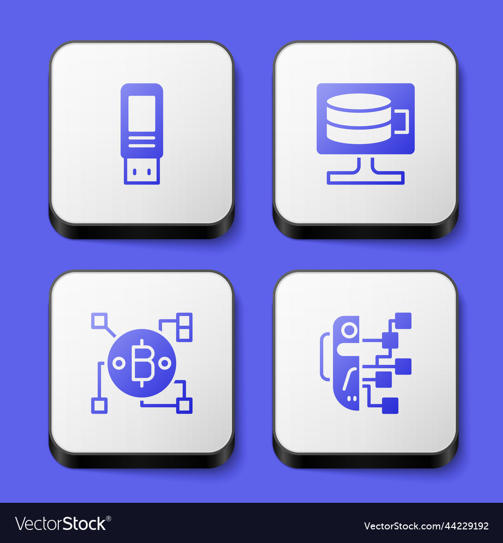 Set usb flash drive cloud database blockchain Vector Image Set usb flash drive cloud database blockchain