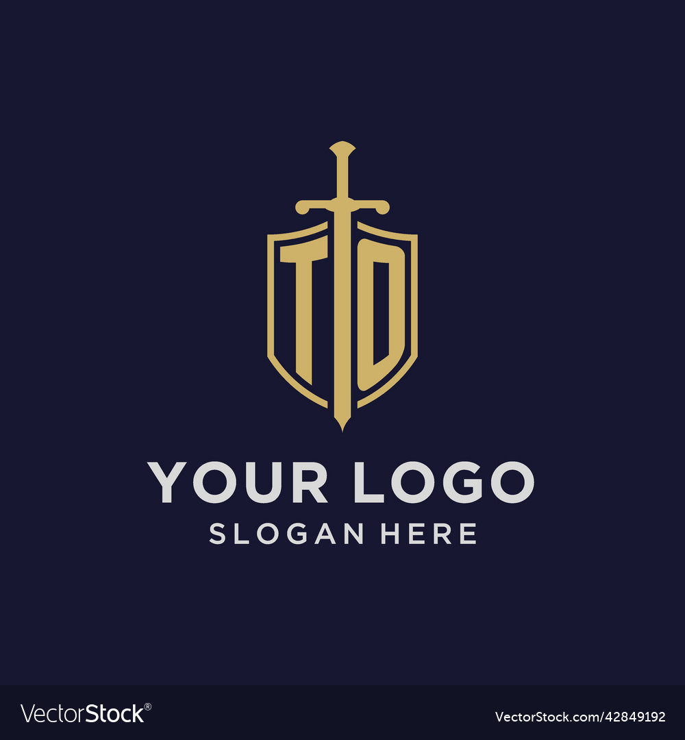 To logo initial monogram with shield and sword