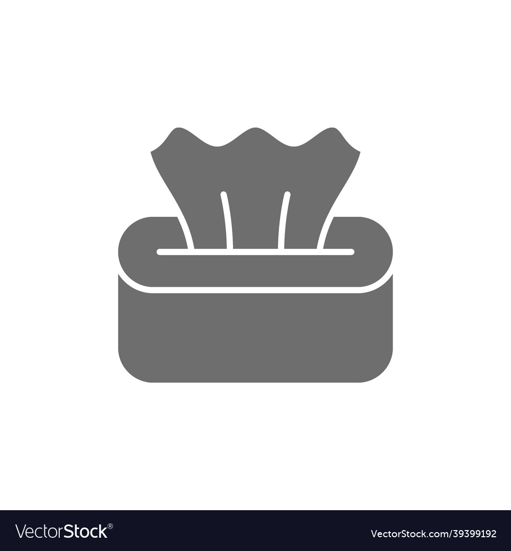 Wet napkin in box tissue paper grey icon