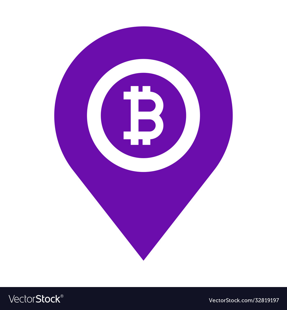 Bitcoin location map icon violet color