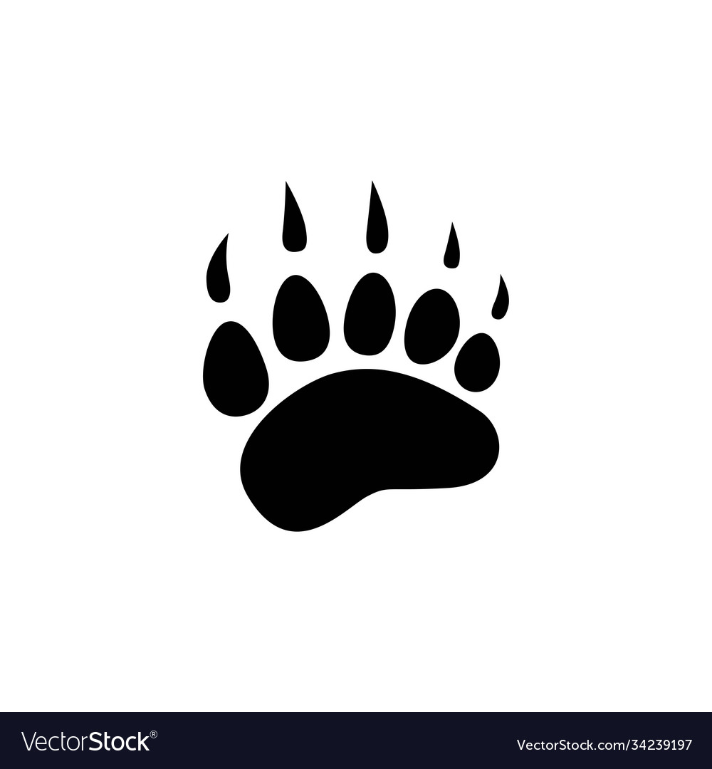 Black Bear Paw Print Silhouette