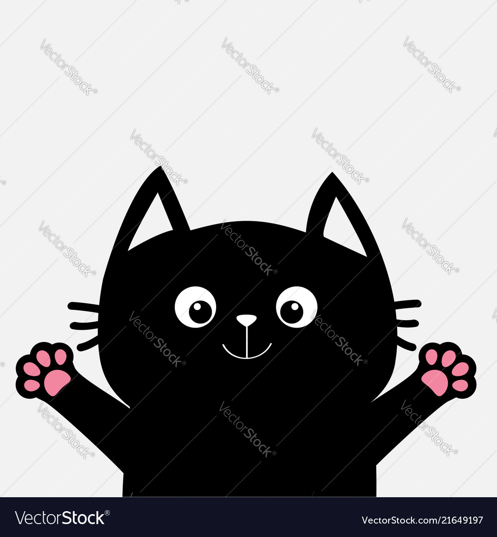 Black cat ready for a hugging open hand paw print vector image Black cat ready for a hugging open hand paw print
