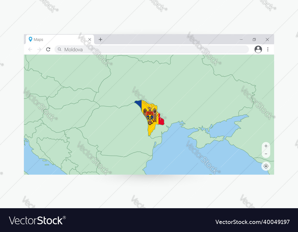 Browser window with map of moldova searching