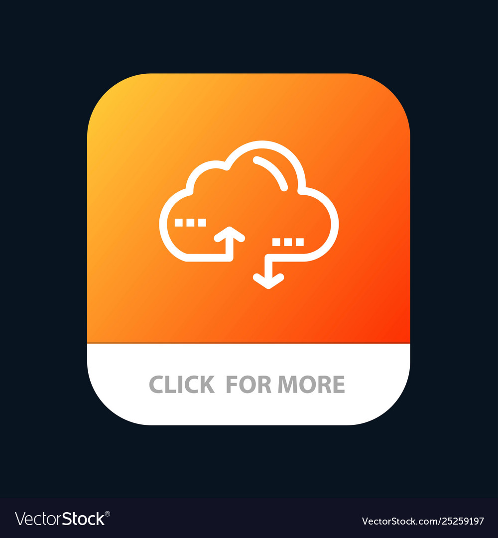 Cloud computing link data mobile app button vector image Cloud computing link data mobile app button