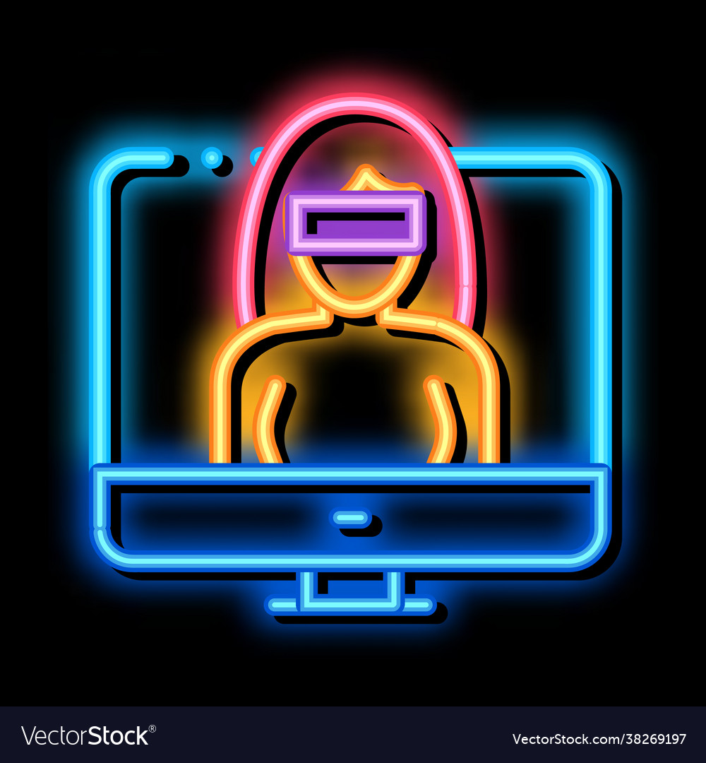 Computer hacker neon glow icon Royalty Free Vector Image