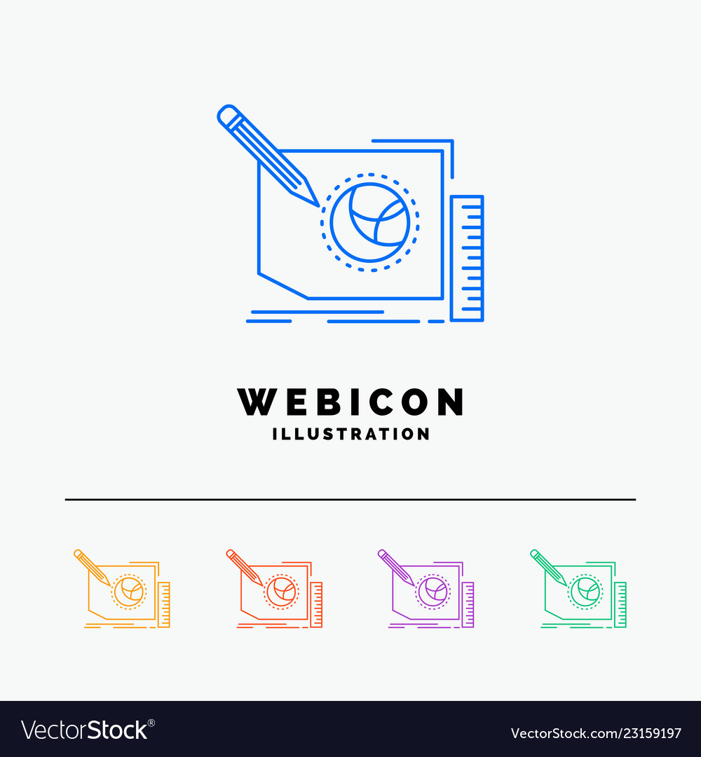 Content design frame page text 5 color line web vector image Content design frame page text 5 color line web