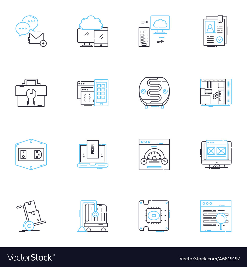 Data intelligence linear icons set analytics vector image Data intelligence linear icons set analytics