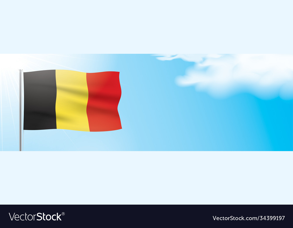 Flag belgium waving on a blue sky background