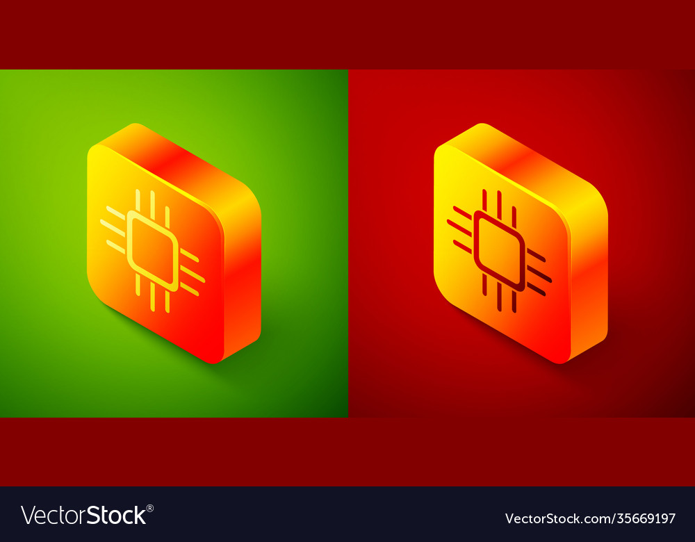 Isometric computer processor with microcircuits vector image Isometric computer processor with microcircuits