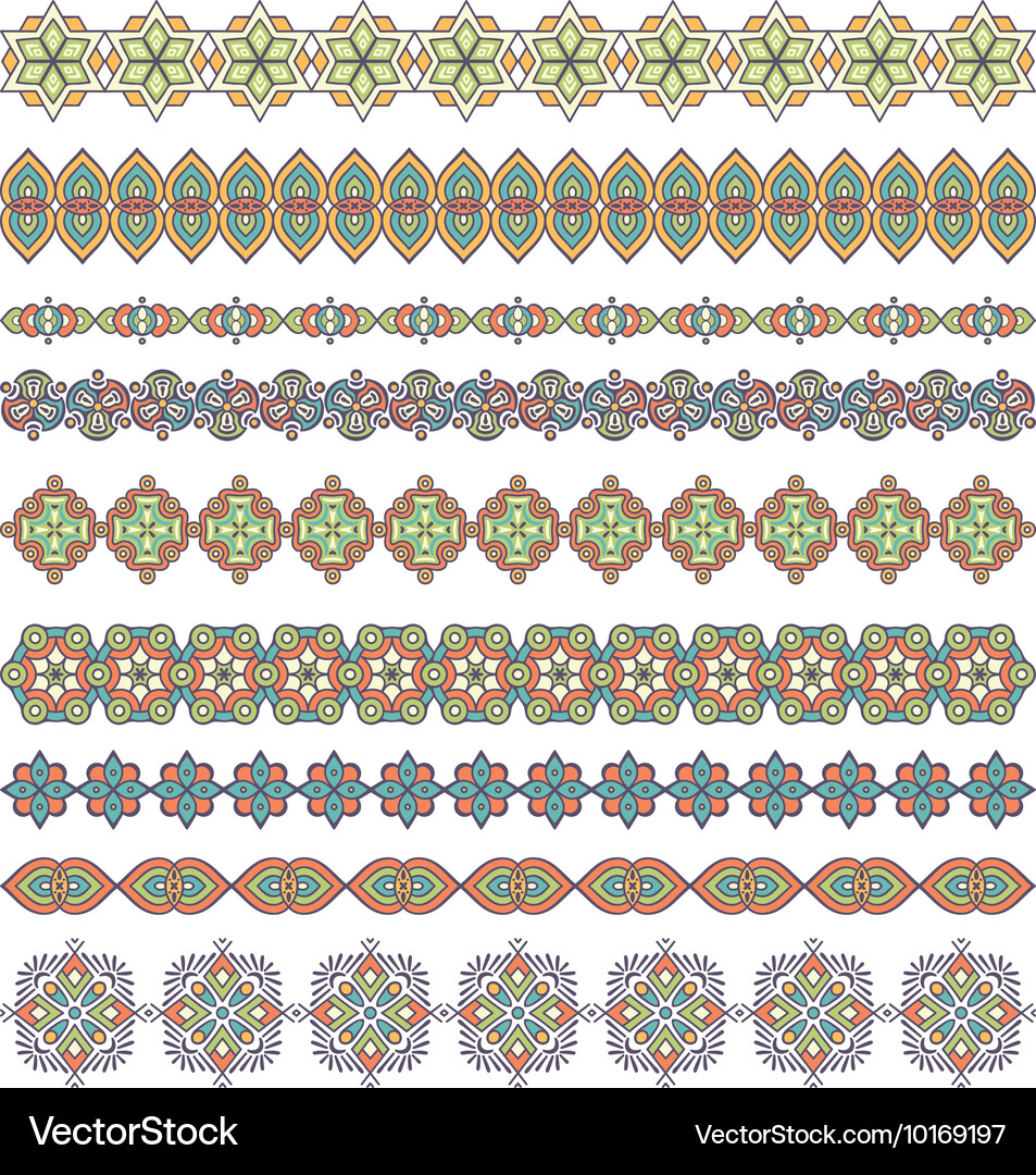 Mandala seamless pattern bordersstrips background Vector Image