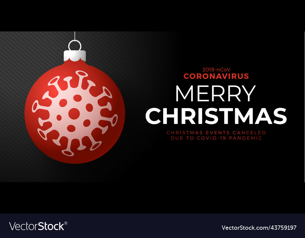 Rote Weihnachtskugel und Quarantäne Coronavirus vector image Rote Weihnachtskugel und Quarantäne Coronavirus