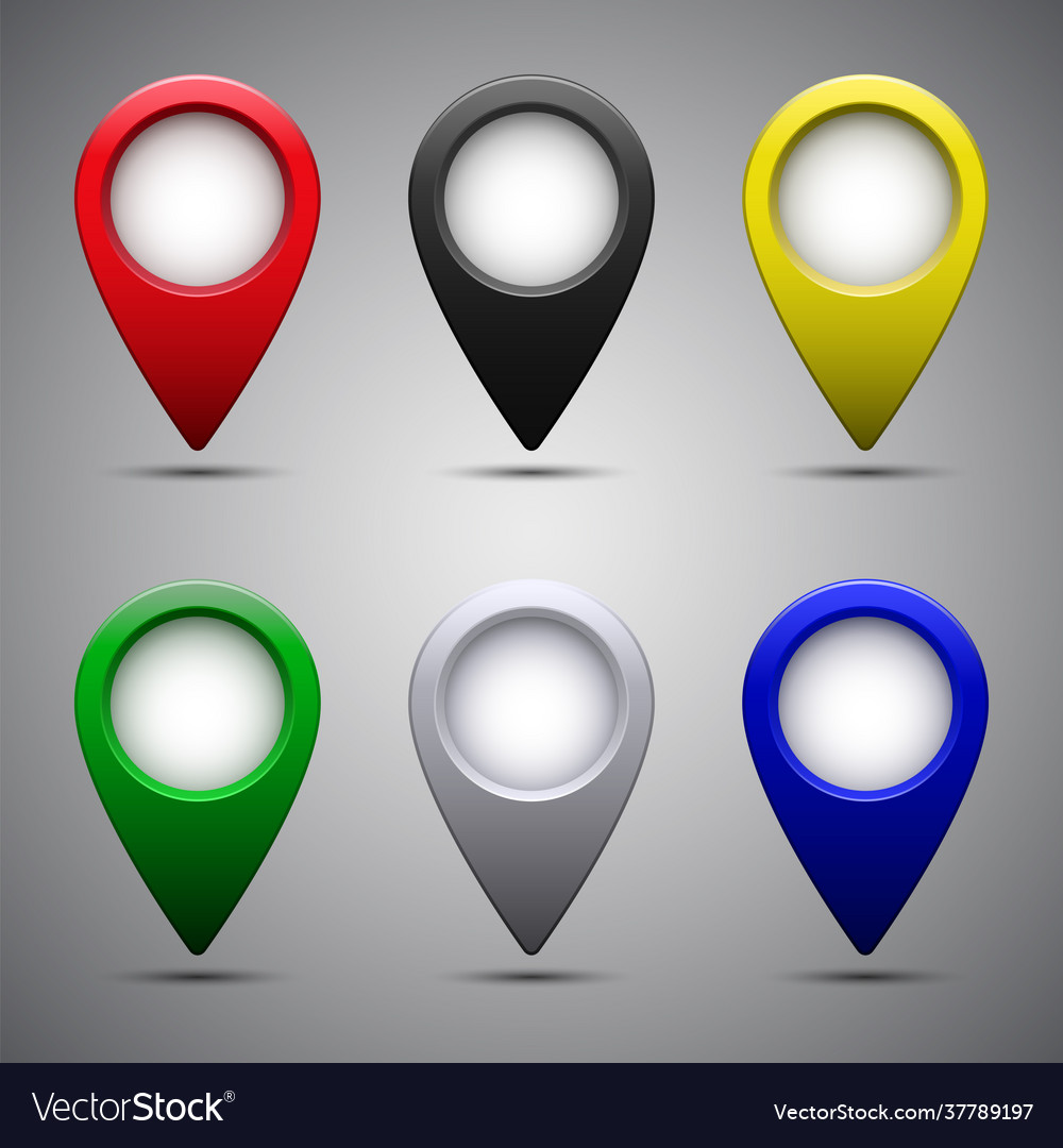 Set bright map pointers isolated blank Vector Image Set bright map pointers isolated blank