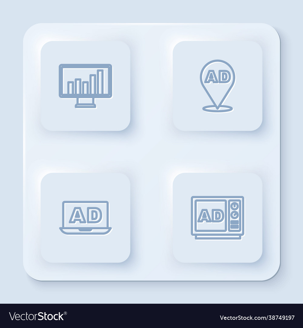 Set line monitor with graph chart advertising vector image Set line monitor with graph chart advertising