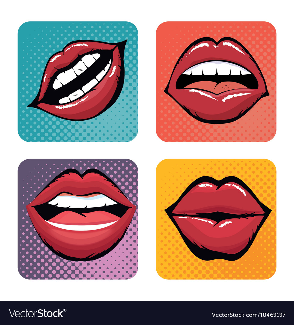 Set lips female d icons