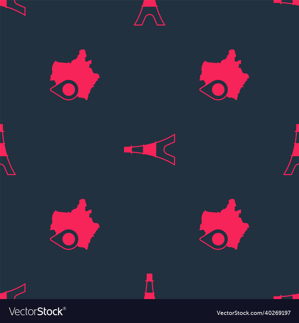 Set map of france and eiffel tower on seamless vector image Set map of france and eiffel tower on seamless