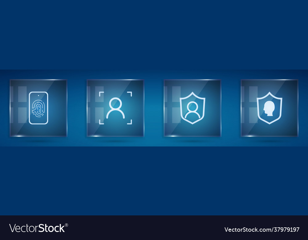 Set mobile with fingerprint scan face recognition vector image Set mobile with fingerprint scan face recognition
