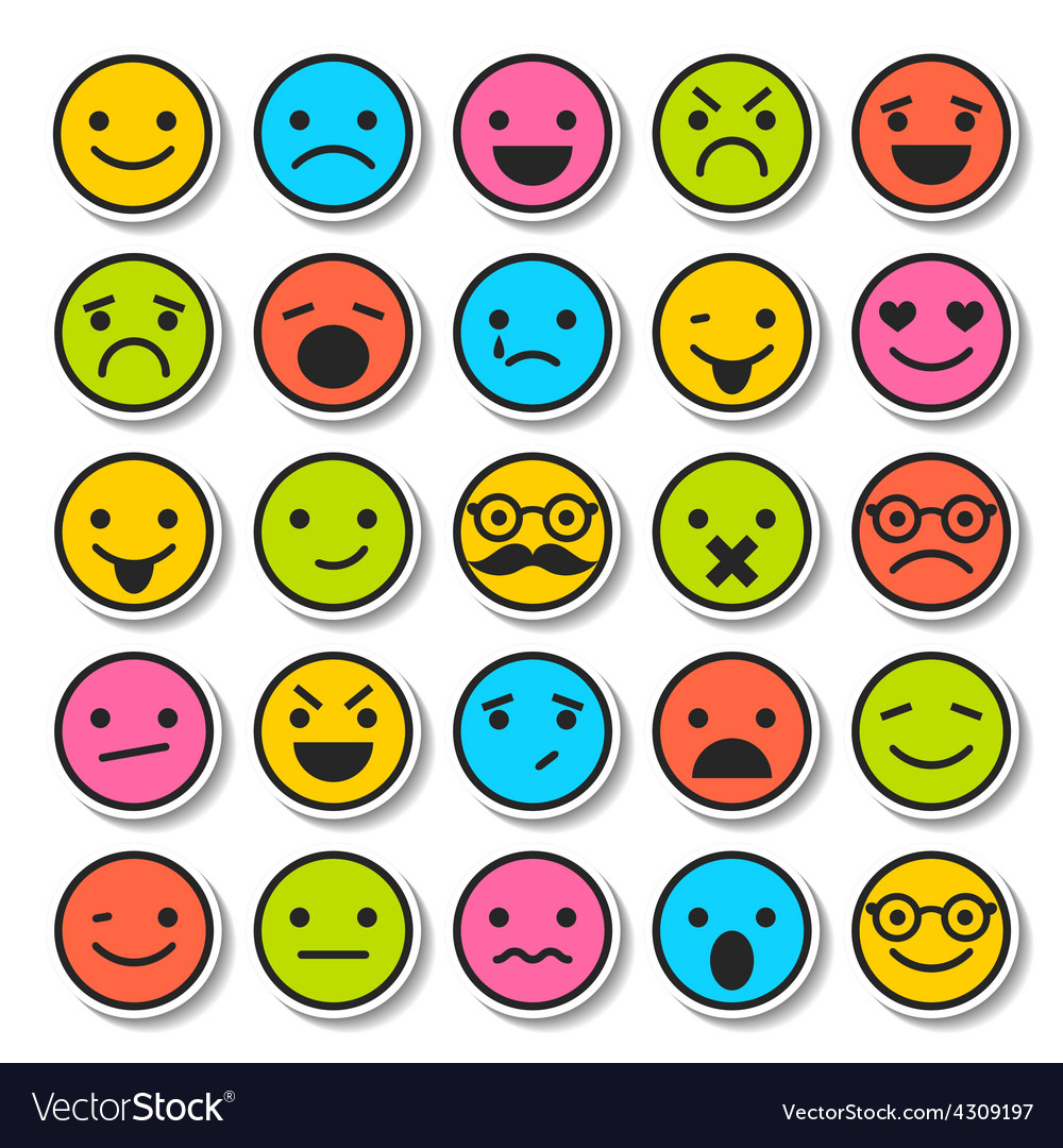 Set of emoticons characters icons Royalty Free Vector Image