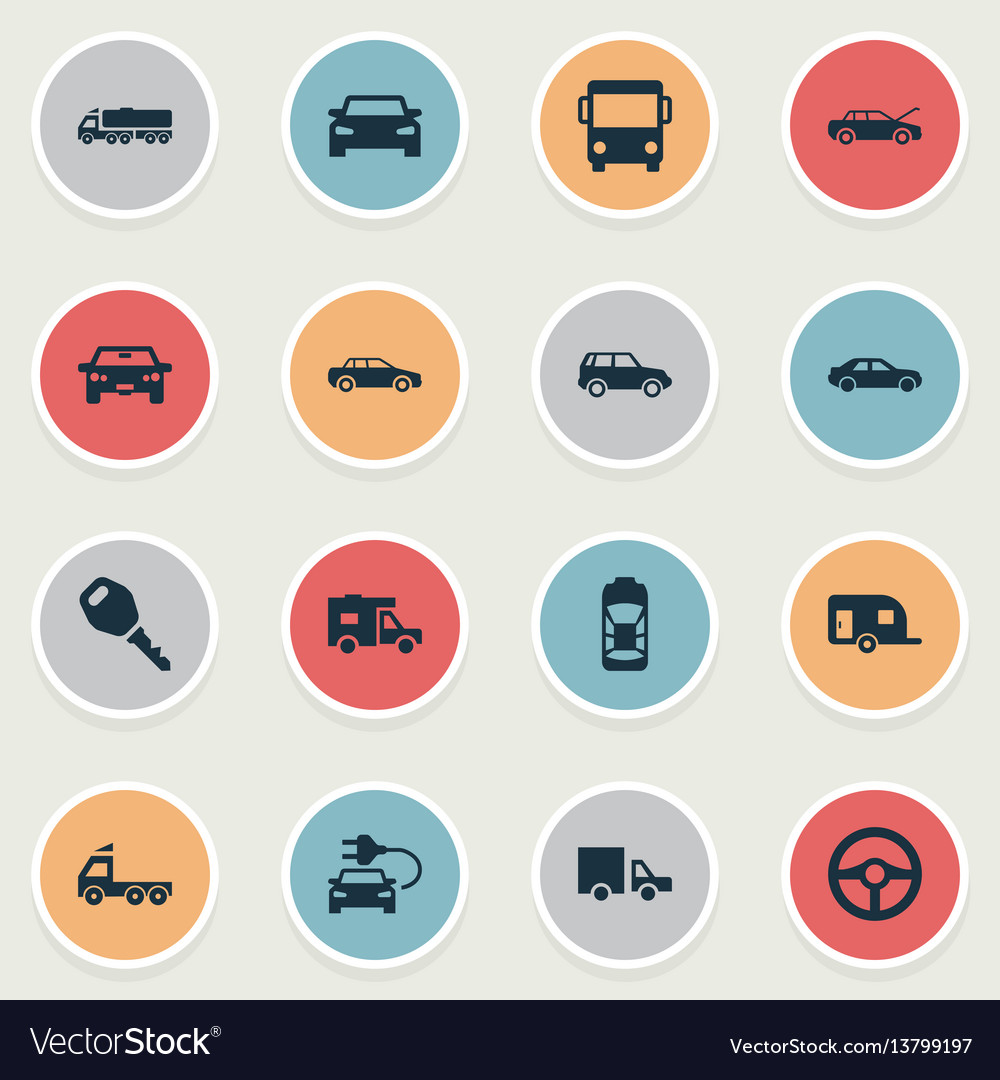 Set of simple automobile icons vector image Set of simple automobile icons