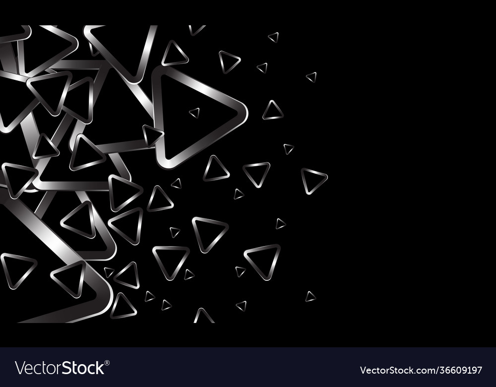 Silver triangle spread on black with blank space