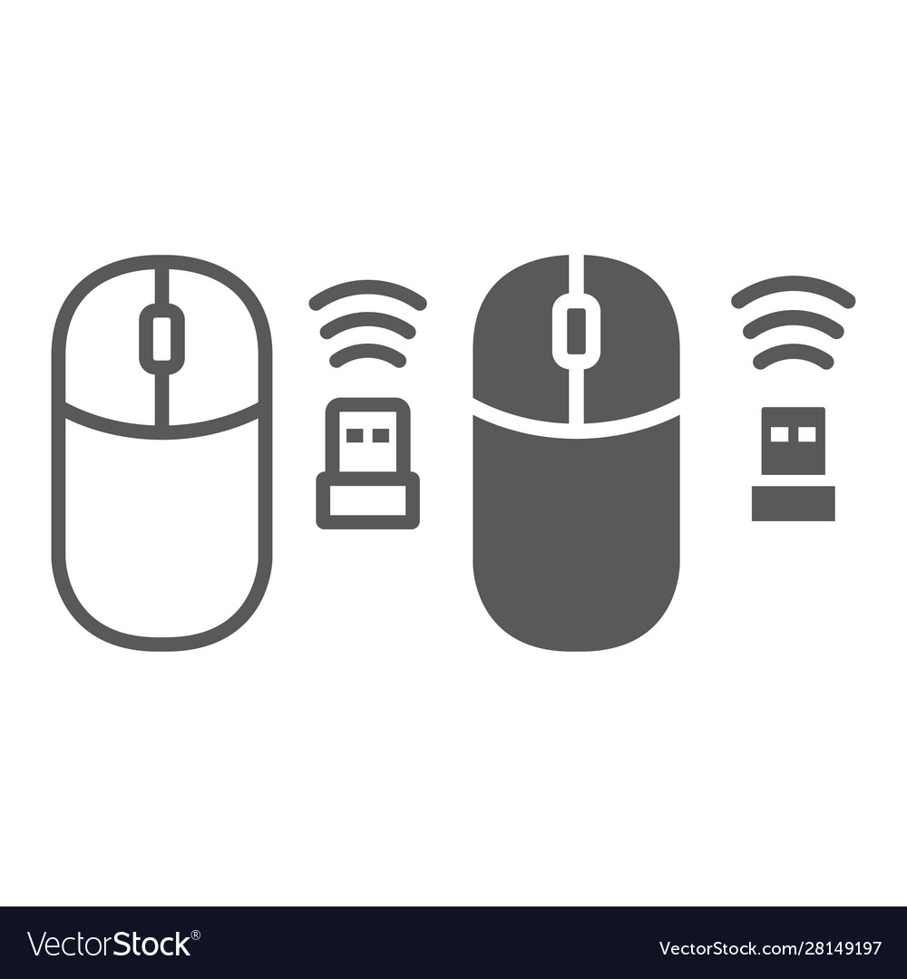 Wireless mouse line and glyph icon cursor vector image Wireless mouse line and glyph icon cursor
