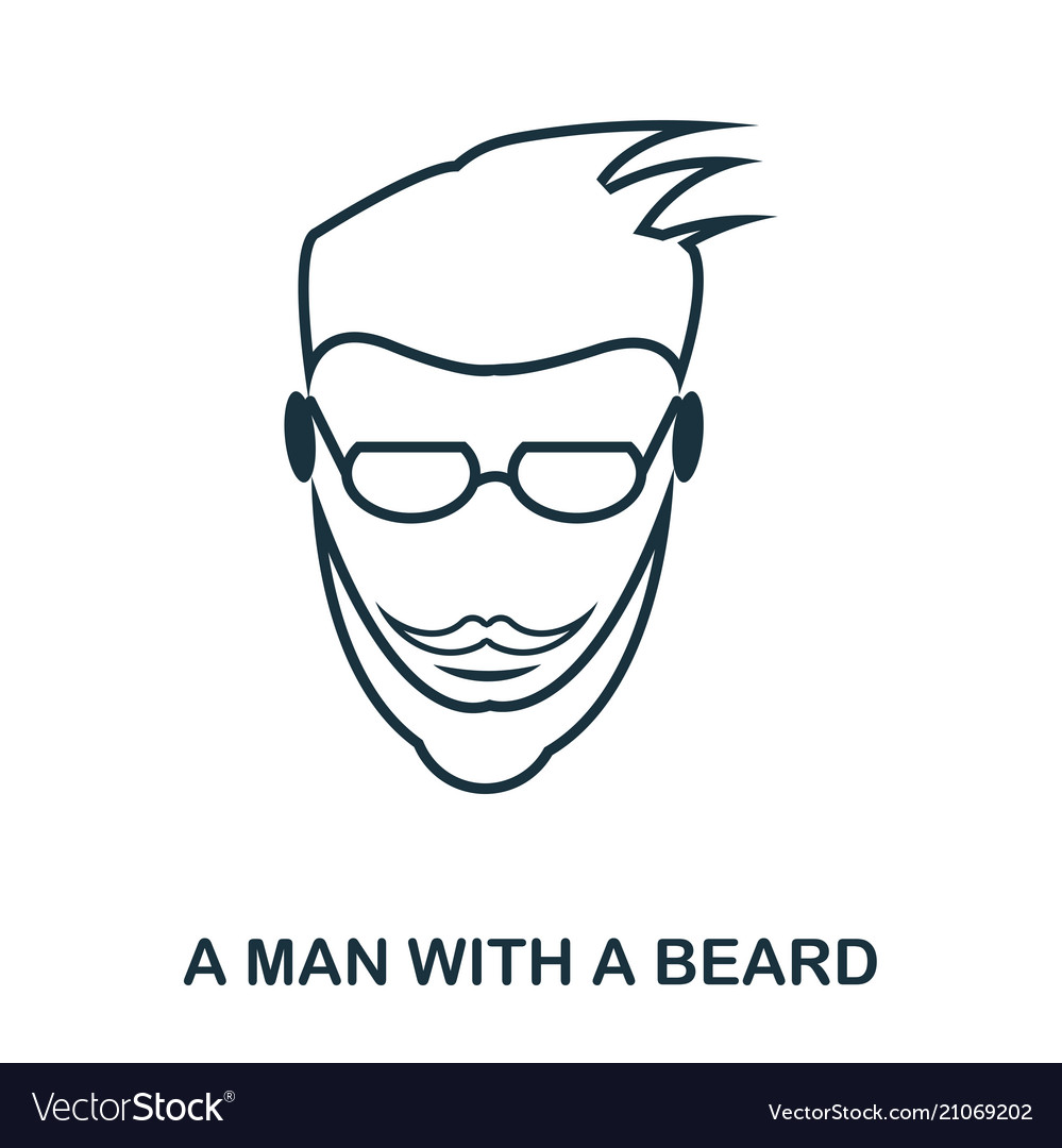 A man with beard icon flat style design