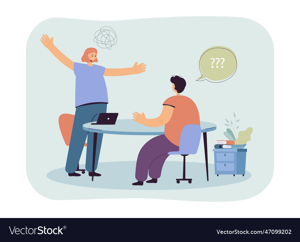 Angry woman swearing at surprised man vector image Angry woman swearing at surprised man
