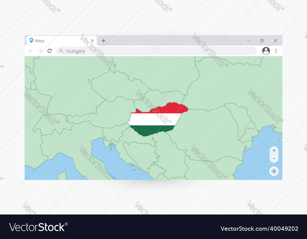 Browser window with map of hungary searching