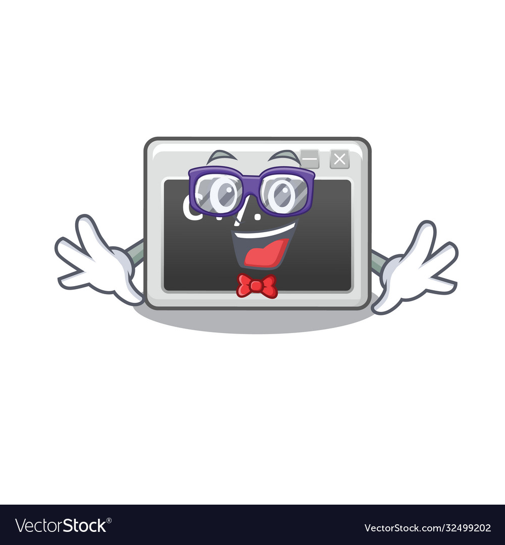 Cartoon character geek command window design vector image Cartoon character geek command window design