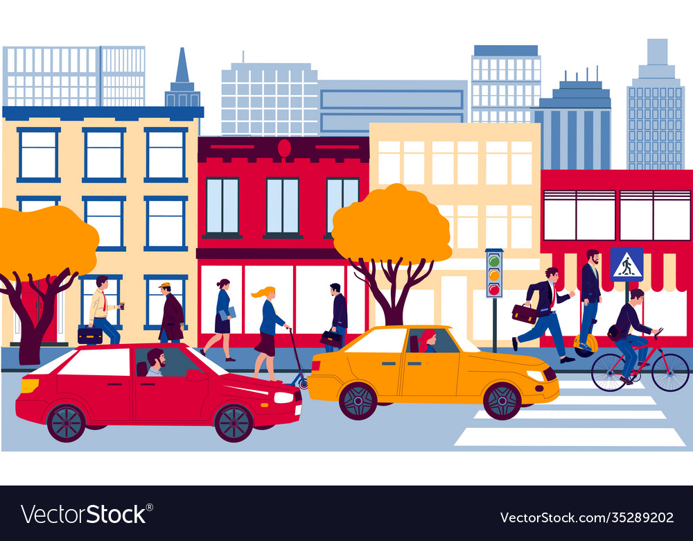 City street urban landscape men and women Vector Image