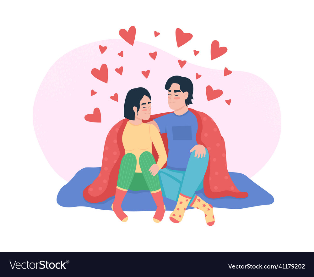 Couple cuddling 2d isolated