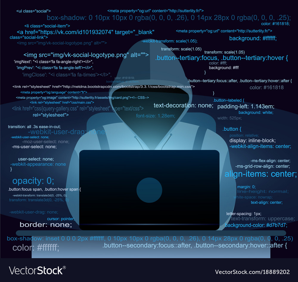 Hacker With Laptop Hacking Royalty Free Vector Image