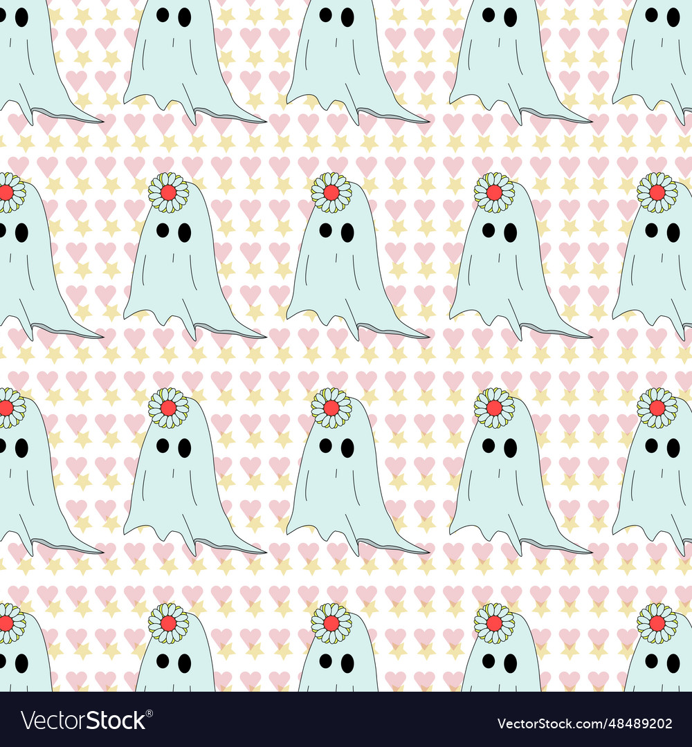 Halloween ghost pattern repeat print background Vector Image Halloween ghost pattern repeat print background