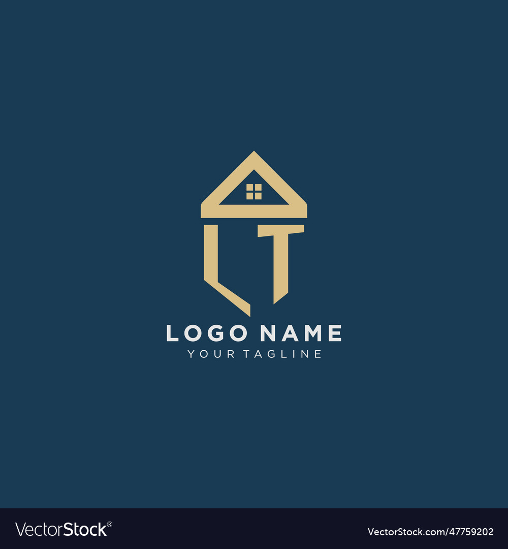 Initial letter lt with simple house roof creative